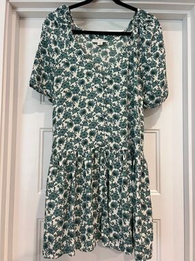 Treasure & Bond Teal Floral Print Dress